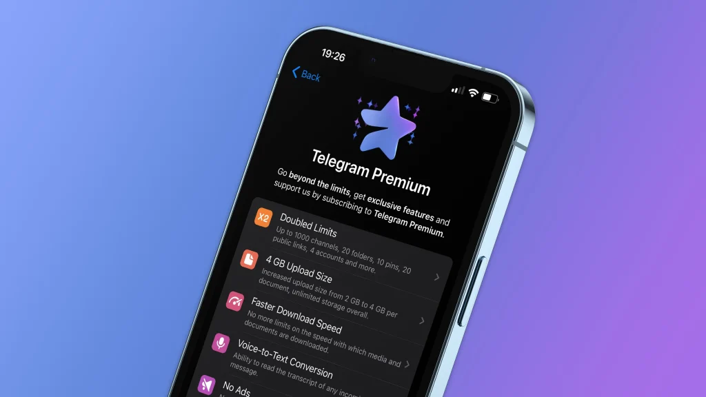 اکانت پریمیوم تلگرام با دو برابر شدن امکانت دانلود و آپلود